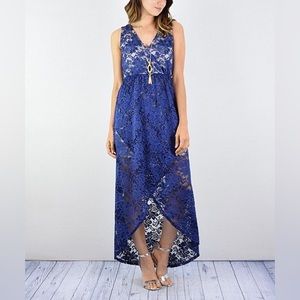 Eggs by Eloges Women’s L New Navy lace kimono maxi dress. NWOT.